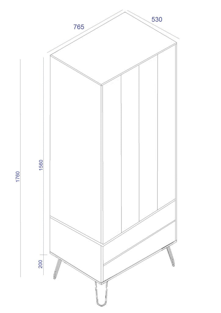 2 Door, 2 Drawer Wardrobe