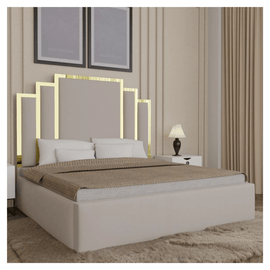 Art Deco Gold Stripe Velvet Bed