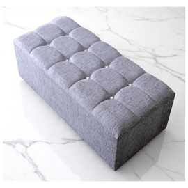 Button-Tufted Storage Ottoman