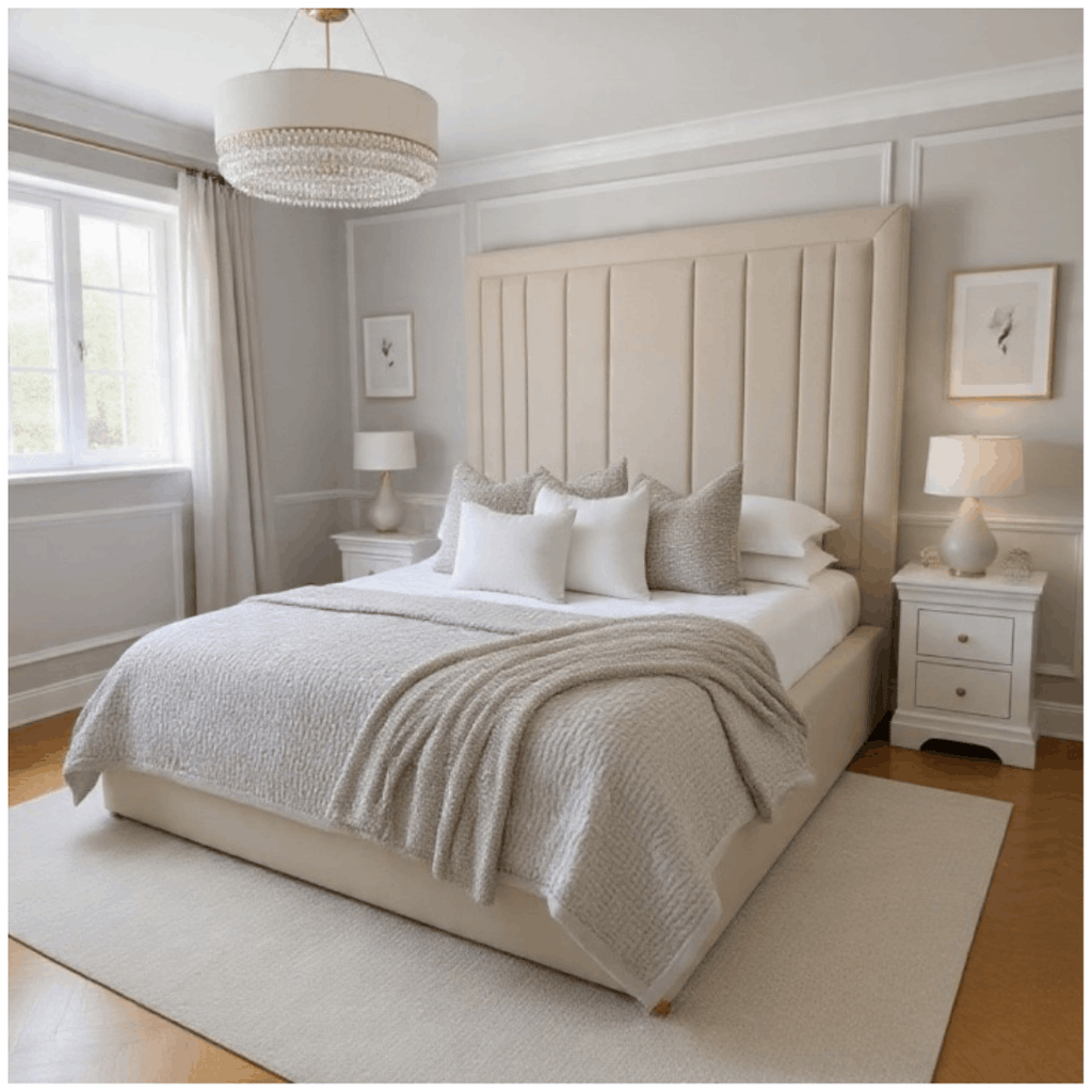 Celine High Headboard Bed – Customizable Storage Option