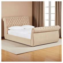 Load image into Gallery viewer, Deep-Tufted Chesterfield Sleigh Bed Frame