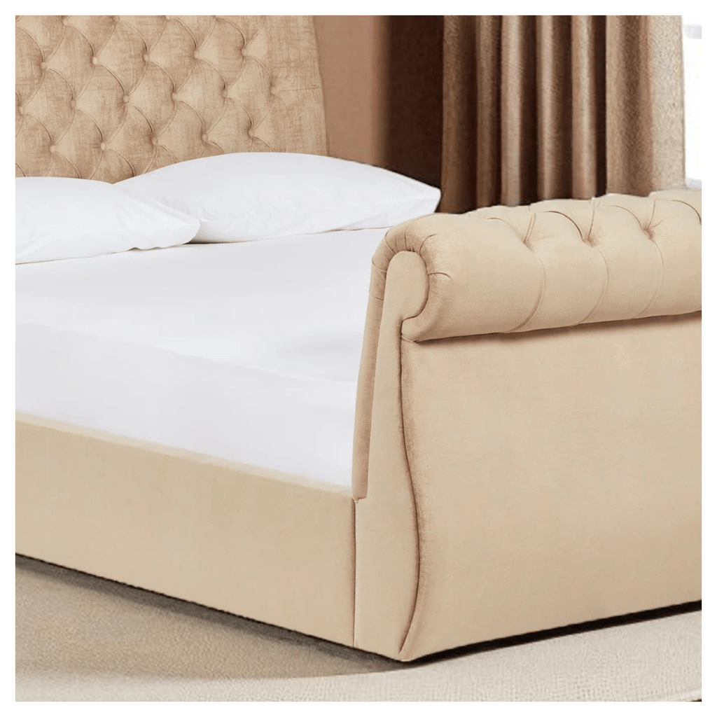 Deep-Tufted Chesterfield Sleigh Bed Frame
