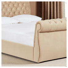 Load image into Gallery viewer, Deep-Tufted Chesterfield Sleigh Bed Frame