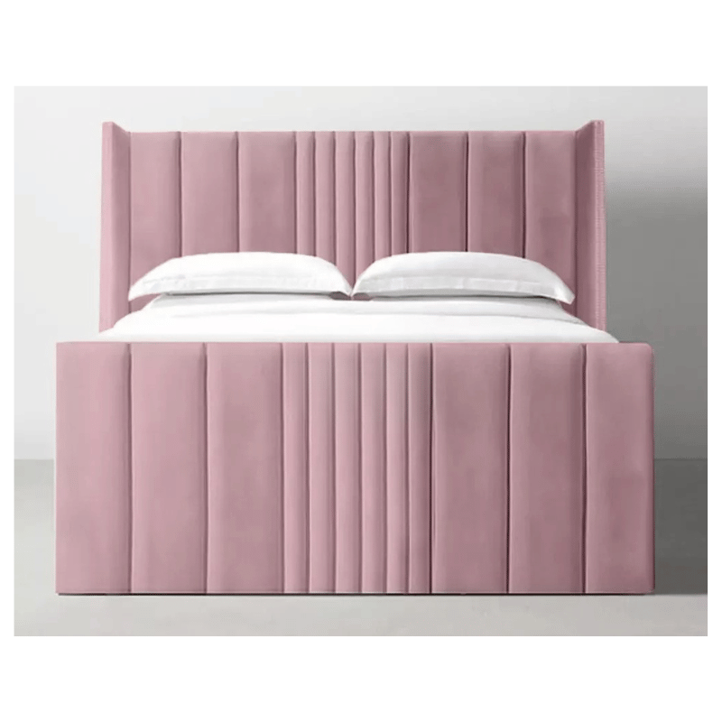 Elegant Plush Velvet Seoul Wingback Storage Bed