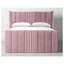 Elegant Plush Velvet Seoul Wingback Storage Bed