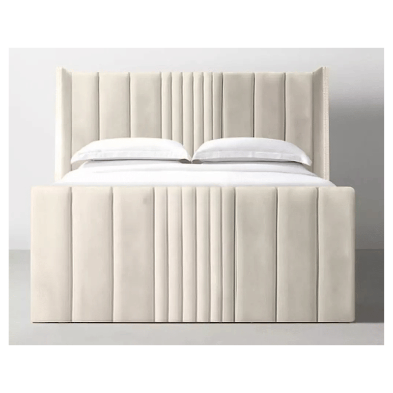 Elegant Plush Velvet Seoul Wingback Storage Bed