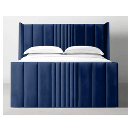 Elegant Plush Velvet Seoul Wingback Storage Bed