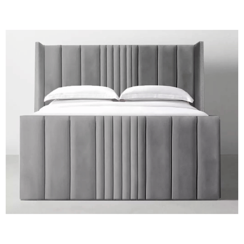 Elegant Plush Velvet Seoul Wingback Storage Bed