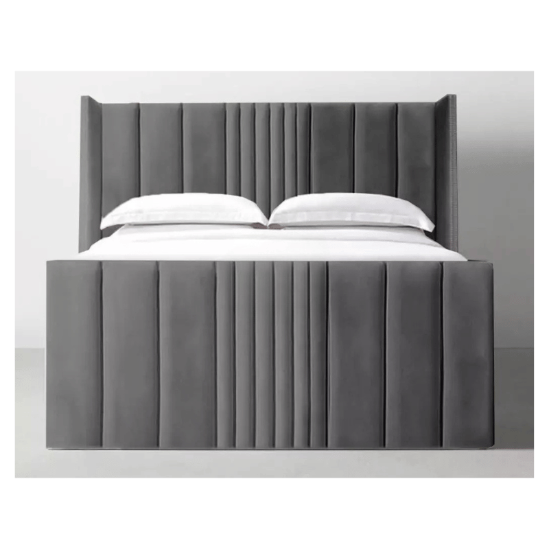 Elegant Plush Velvet Seoul Wingback Storage Bed