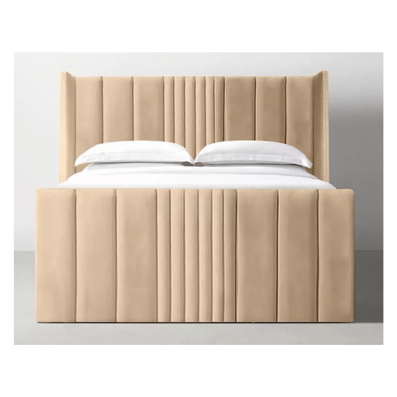 Elegant Plush Velvet Seoul Wingback Storage Bed