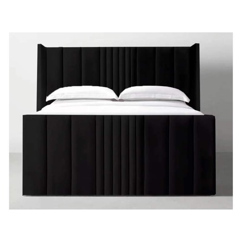 Elegant Plush Velvet Seoul Wingback Storage Bed