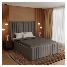 Elegant Wingback Panel Bed with Gas Lift Storage & 60