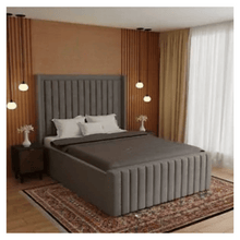 Load image into Gallery viewer, Elegant Wingback Panel Bed with Gas Lift Storage &amp; 60&quot; Headboard