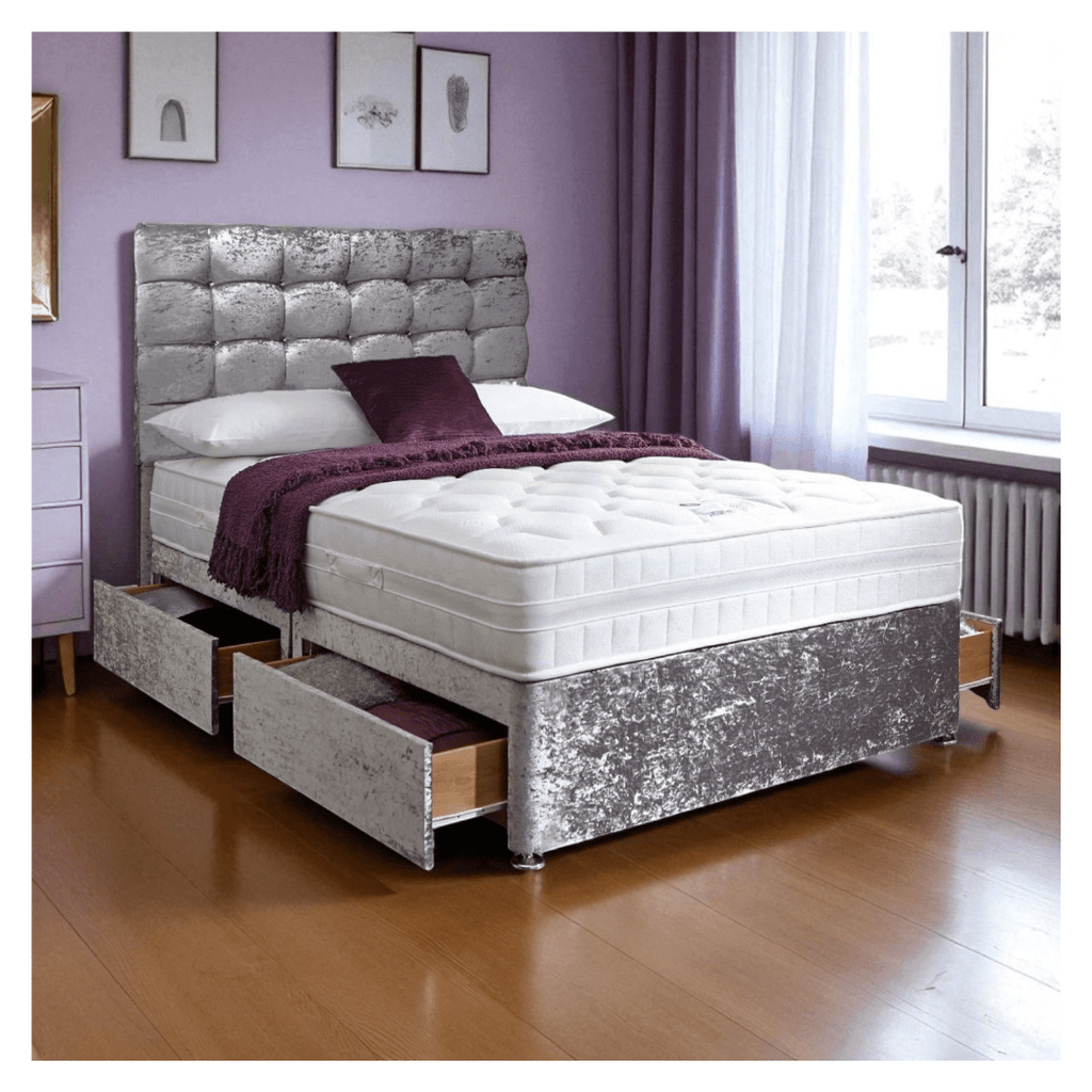 Glam Velvet Divan Bed Quilted Style with Storage
