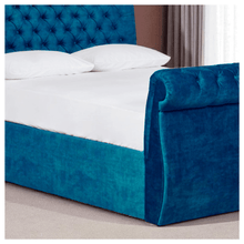 Load image into Gallery viewer, Grand Velvet Scroll Sleigh Bed