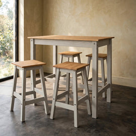 Linea Breakfast Table & 4 High Stool Set