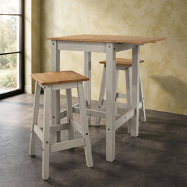 Linea Drop Leaf Breakfast Table & 2 High Stools Set