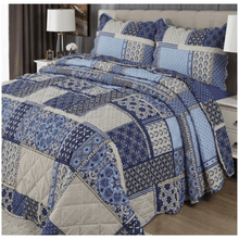 Load image into Gallery viewer, Luxury 3 Piece Quilted Patchwork Bedspread