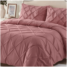 Load image into Gallery viewer, Luxury Pintuck Bedding Set 68 Pick Poly Cotton Duvet Set