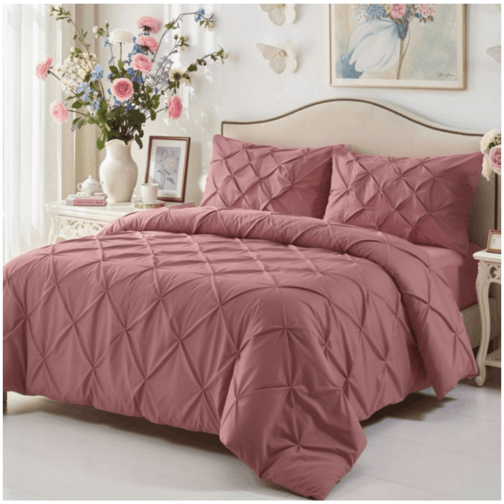 Luxury Pintuck Bedding Set 68 Pick Poly Cotton Duvet Set