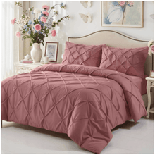 Load image into Gallery viewer, Luxury Pintuck Bedding Set 68 Pick Poly Cotton Duvet Set
