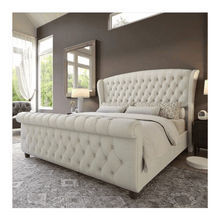 Load image into Gallery viewer, Luxury Tulip Wing Sleigh Bed | Plush Upholstered | Optional Storage