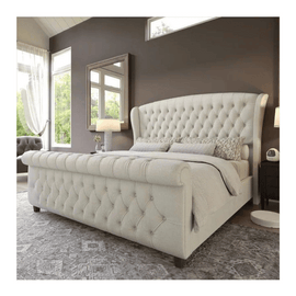 Luxury Tulip Wing Sleigh Bed | Plush Upholstered | Optional Storage