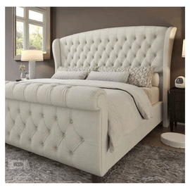 Modern Soft Plush Tulip Wing Storage Sleigh Bed