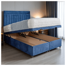 Modern Velvet Channel-Tufted Ottoman Bed