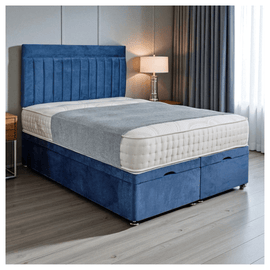 Modern Velvet Channel-Tufted Ottoman Bed