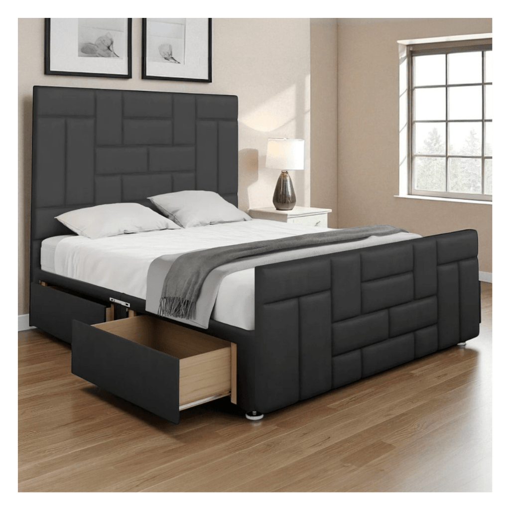 Modern Grid-Panel Divan Bed