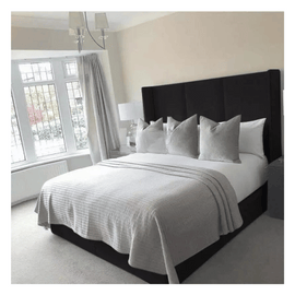 Oslo Wingback Plush Velvet Bed | 2-Panel & Gas Lift Storage