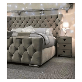 Plush Velvet Wingback Upholstered Storage Bed