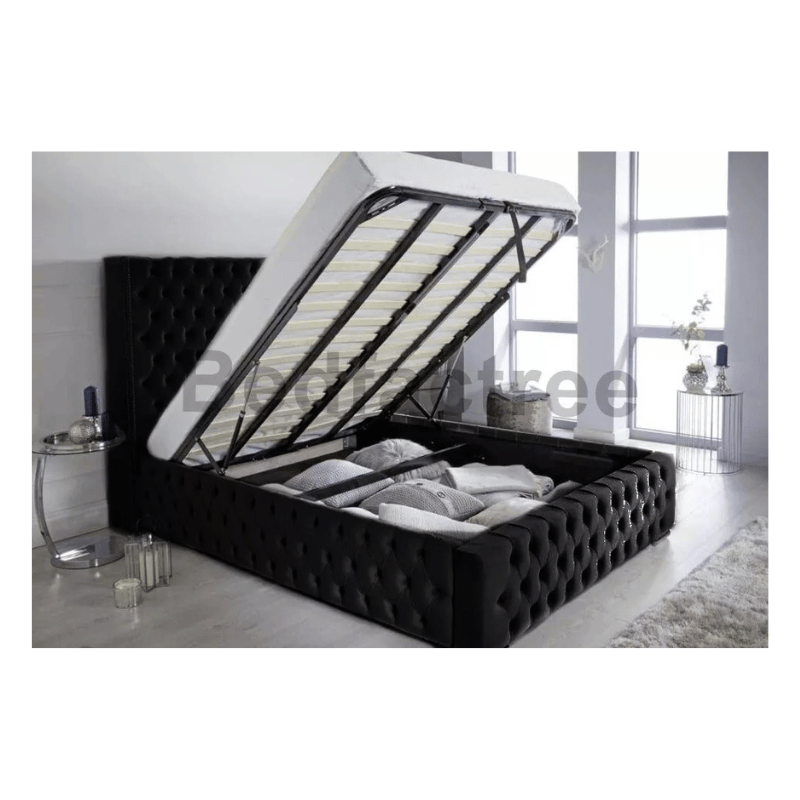 Plush Velvet Chesterfield Franky Wing Bed with Optional Storage