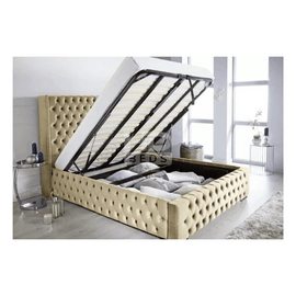 Plush Velvet Chesterfield Franky Wing Bed with Optional Storage