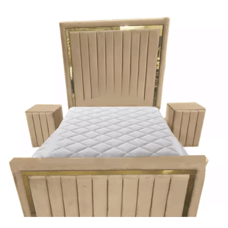 Plush Velvet Milan Panel Bed With Storage & Side Tables