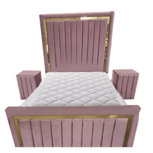 Load image into Gallery viewer, Plush Velvet Milan Panel Bed With Storage &amp; Side Tables