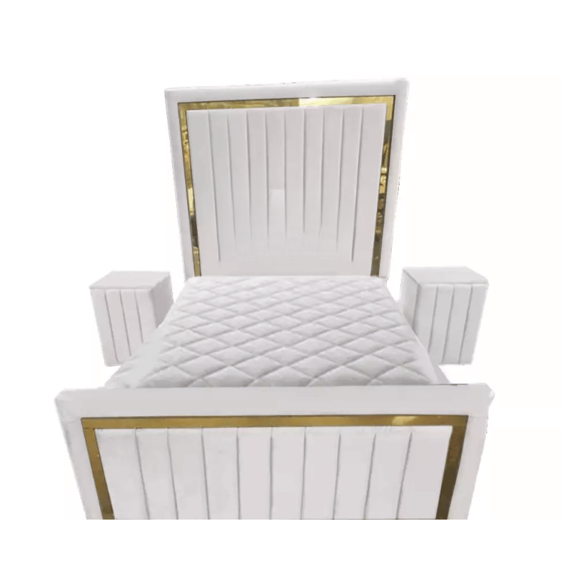 Plush Velvet Milan Panel Bed With Storage & Side Tables