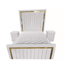 Load image into Gallery viewer, Plush Velvet Milan Panel Bed With Storage &amp; Side Tables