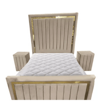 Load image into Gallery viewer, Plush Velvet Milan Panel Bed With Storage &amp; Side Tables
