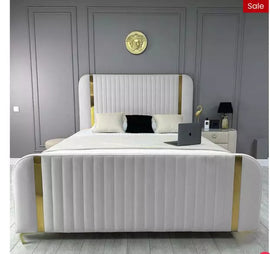 Plush Velvet Princess Panel Bed | Optional Ottoman & Gas Lift Storage