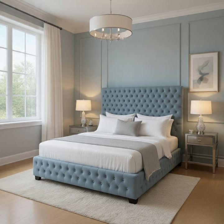 Plush Velvet Tufted Ambassador Bed – Optional Ottoman Storage