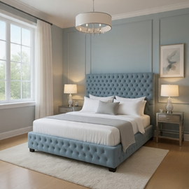 Plush Velvet Tufted Ambassador Bed – Optional Ottoman Storage