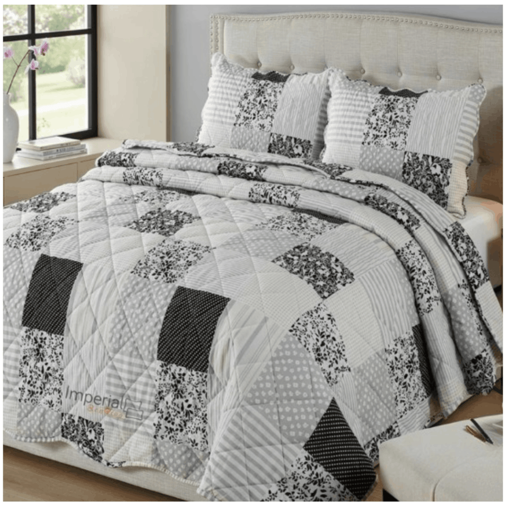Reversible Quilted Patchwork Bedspread Set