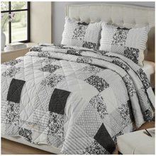 Load image into Gallery viewer, Reversible Quilted Patchwork Bedspread Set