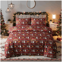 Load image into Gallery viewer, Reversible Christmas Duvet Cover Set Soft Festive Bedding