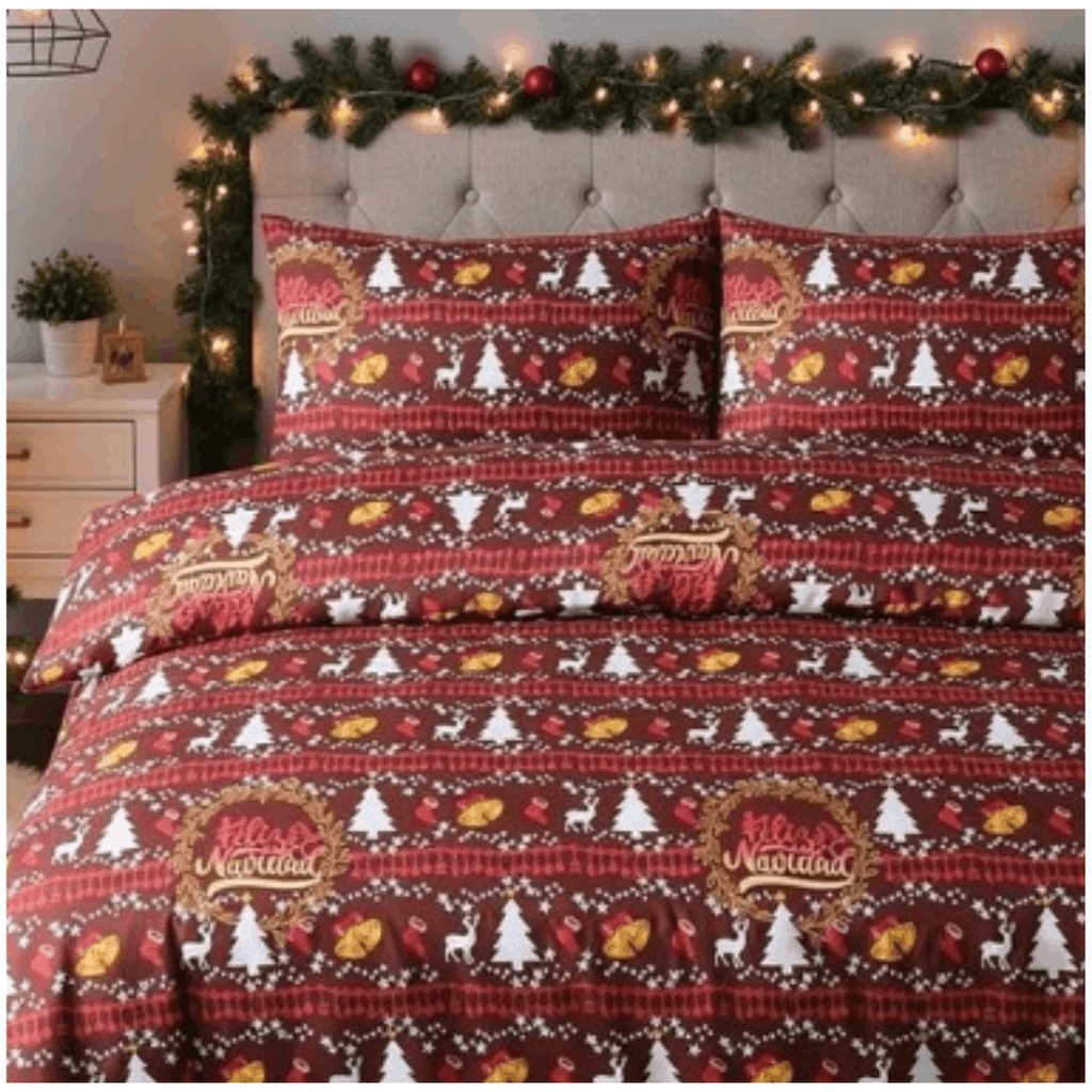 Reversible Christmas Duvet Cover Set Soft Festive Bedding