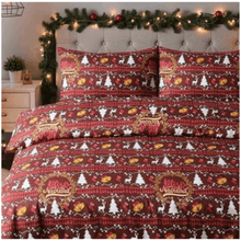 Load image into Gallery viewer, Reversible Christmas Duvet Cover Set Soft Festive Bedding