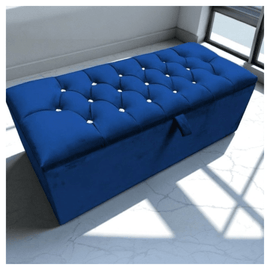 Royal Blue Chesterfield Tufted Ottoman Bench