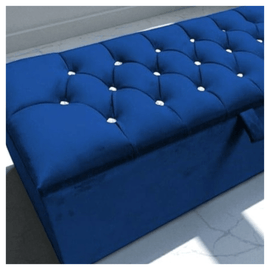 Royal Blue Chesterfield Tufted Ottoman Bench
